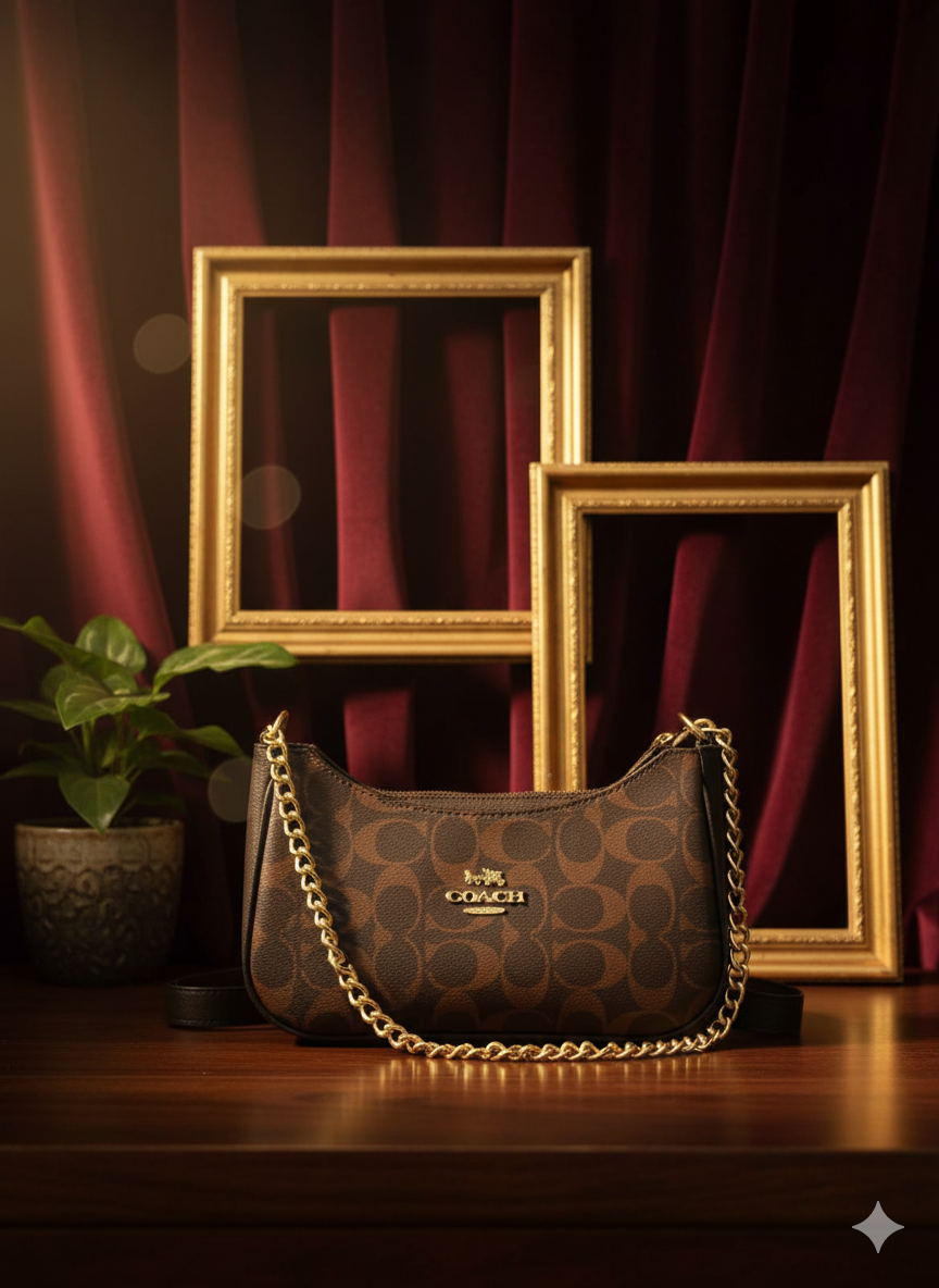 Coach Signature Canvas Mini Bag with Blush Pink Trim | For Womens