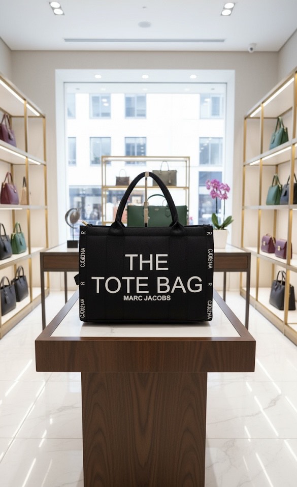 Marc Jacobs The Tote Bag in Black Canvas – Iconic Designer Handbag