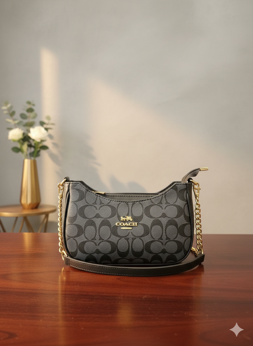 Coach Signature Canvas Mini Bag with Blush Pink Trim | For Womens