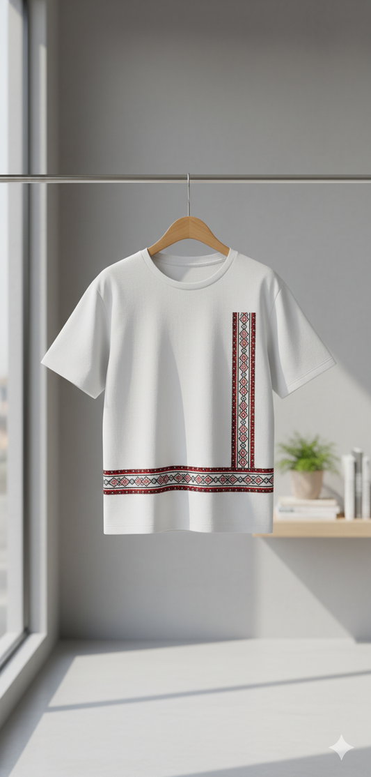 Geometric Heritage Trim T-Shirt | Modern Black Minimal Streetwear for Men