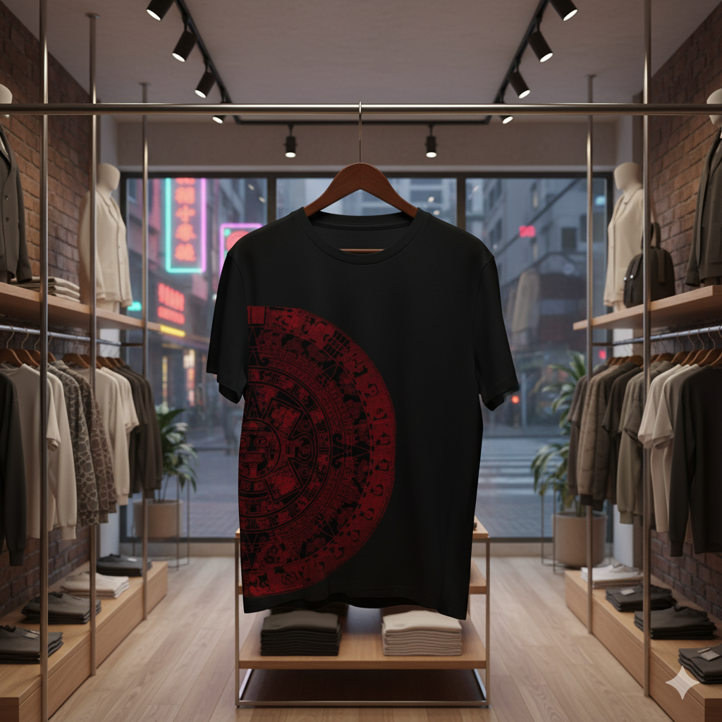 Modern Graphic T-Shirt – Unique Red Circular Print Streetwear