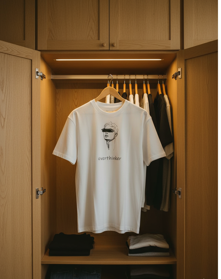 “Overthinker” Barcode Graphic T-Shirt – Minimal Streetwear Statement Tee